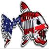 2 pcs US Flag Skeleton Fish Sticker by NTICKER - Waterproof Vinyl, Patriotic American Flag Fishbone Kayak, Fishing Boat Decal (6in, LR) view 2