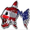 2 pcs US Flag Skeleton Fish Sticker by NTICKER - Waterproof Vinyl, Patriotic American Flag Fishbone Kayak, Fishing Boat Decal (6in, LR) view 3
