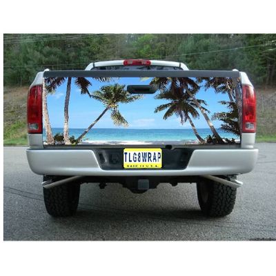 GRAPHIX EXPRESS T172 Palm Tree Trees Beach Ocean Tailgate WRAP Vinyl Graphic Decal Sticker F150 F250 F350 Ram Silverado Sierra Tundra Ranger Frontier Titan Tacoma 1500 2500 3500 Bed Cover
