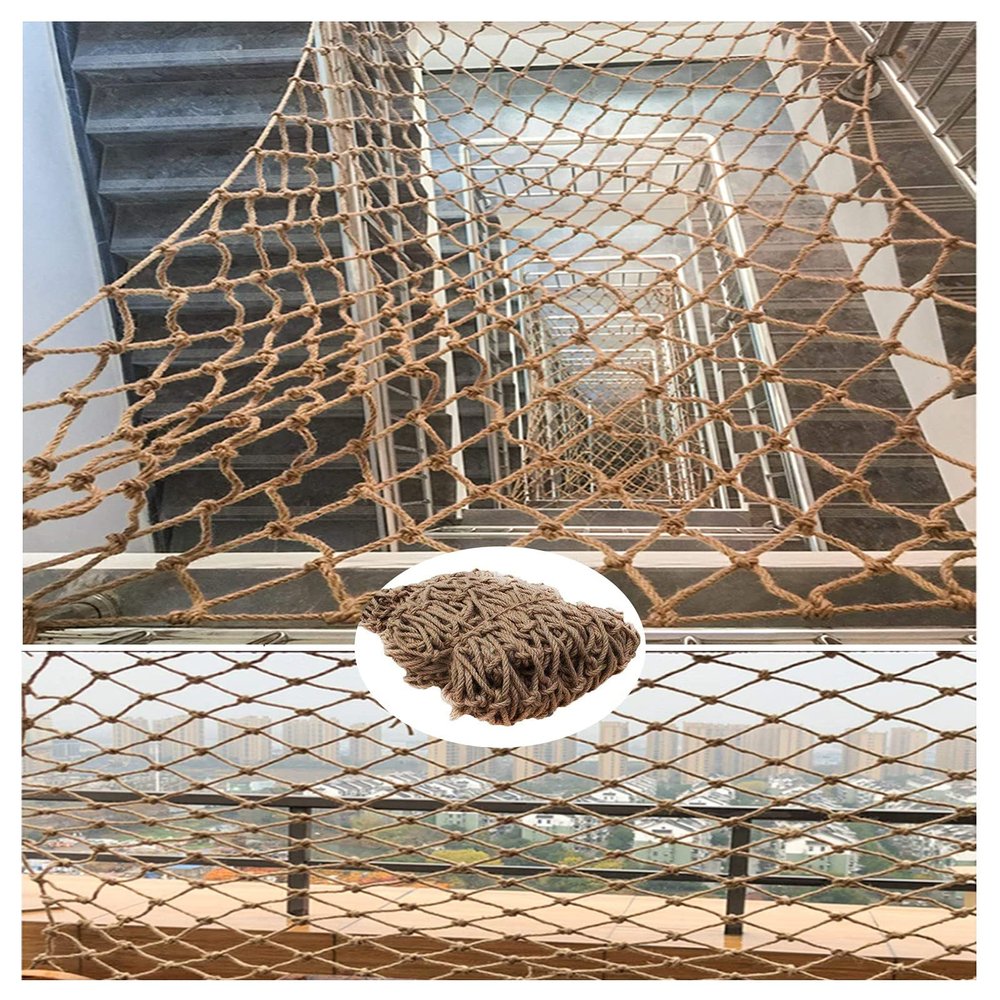 Safety Net for Kids, Climbing Rope Net Cargo Rope Ladder Truck Trailer Heavy Duty Netting Balcony Railing Stair Protection Fence Decor Birds Net (Size : 4 * 5m(13 * 16ft))