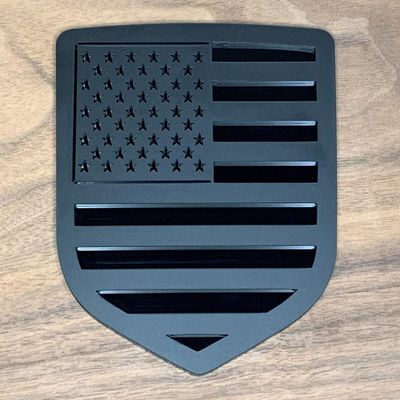 300 Industries Tailgate Emblem Badge for Dodge Ram 1500/2500/3500 (2009-2018, American Flag - Matte Over Gloss Black)