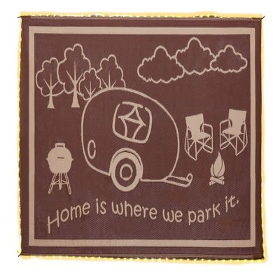 Stylish Camping LED Illuminated Patio Mat - Reversible RV Home Mat, Brown/Beige with LEDs Light, 8x11