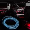 X AUTOHAUX 2 Meter/6ft Interior USB Neon EL Wire String Strip Ice Blue Cold Light Glow String Strip Set for Car Decoration view 3