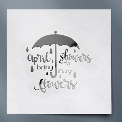2 Pcs - No background Decal Stickers of April Showers Bring May Flowers (Metallic Silver) Premium Waterproof Vinyl Decal Stickers for Laptop Phone Accessory Helmet Car Window Mug Tuber USCsticc21773SI