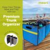 meori Collapsible Trunk Organizer for Car with Bottle Insert for Groceries Road Trips 2 Compartments Heavy Duty Mesh Pocket Ripstop view 2