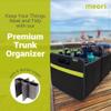 meori Collapsible Trunk Organizer for Car with Bottle Insert for Groceries Road Trips 2 Compartments Heavy Duty Mesh Pocket Ripstop view 2