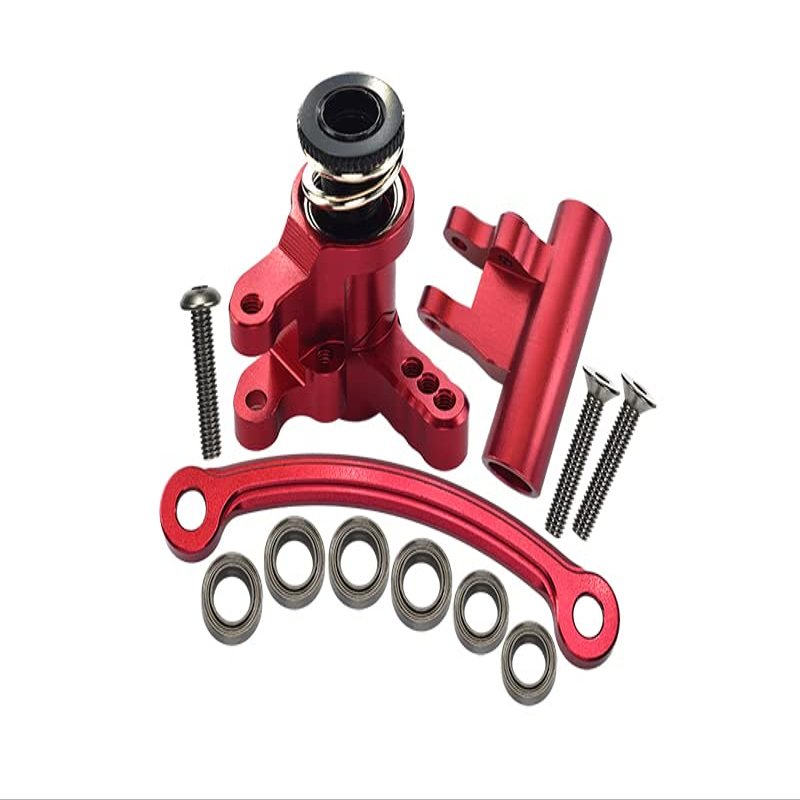 1:10 Lasernut U4 Tenacity LOS03028 / Tenacity DB Pro LOS03027V2 Upgrade Parts Aluminum Steering Assembly - 12Pc Set Red