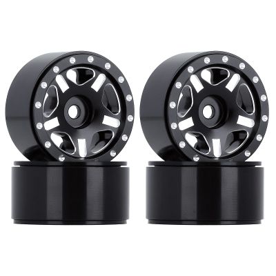 1.0" Beadlock CNC Micro Crawler Alloy Wheel Rim Hub for 1/24 RC Crawler Car Axial SCX24 90081 AXI00001-4Pc Black