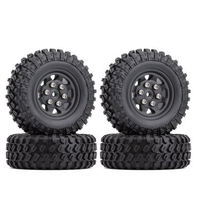 49 * 18mm Beadlock Micro Crawler Wheel Rims Tires Set for 1/24 RC Crawler Car Axial SCX24 90081-4Pc Black