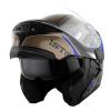 1Storm Motorcycle Modular Full Face Flip up Dual Visor Helmet + Spoiler: HB89 Storm Blue view 4