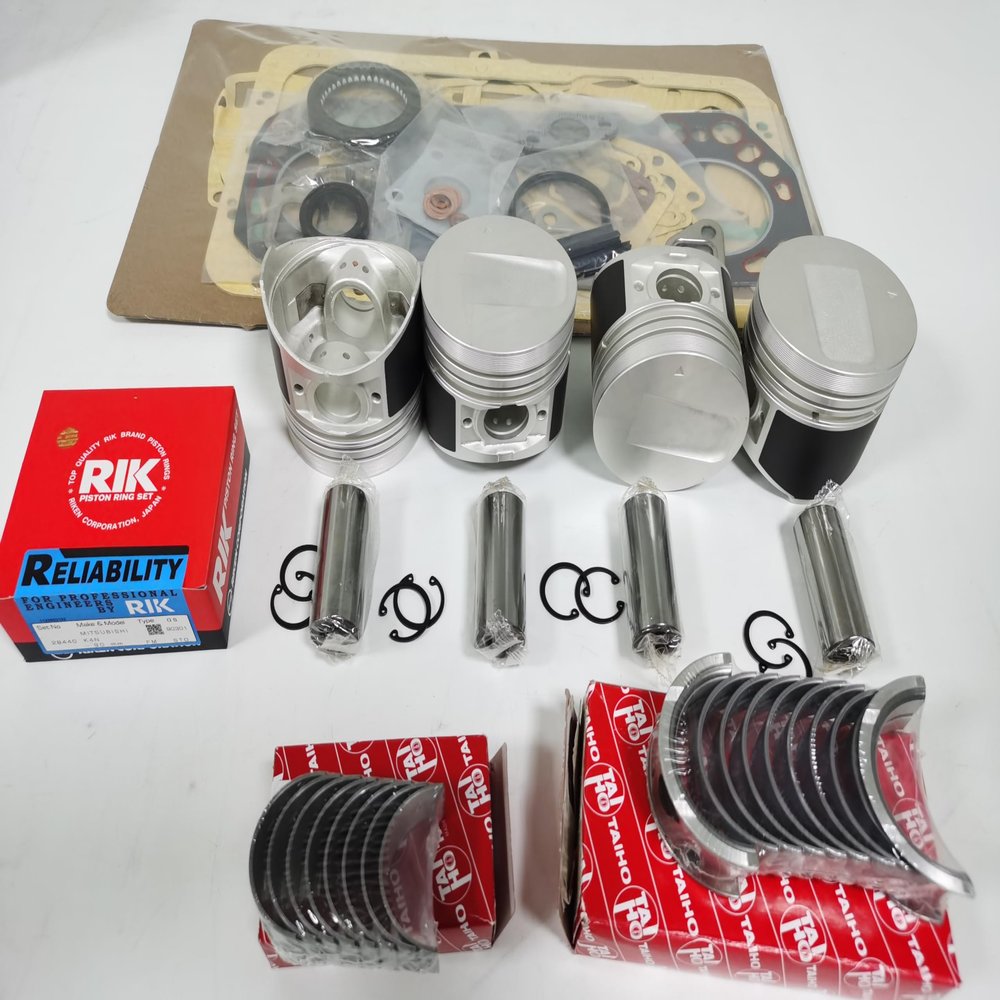 for Excavator Mitsubishi K4N Rebuild Overhaul kit Piston + Piston Ring + Full Cylinder Head Gasket kit + Big Small end Bearing + 8pcs valves