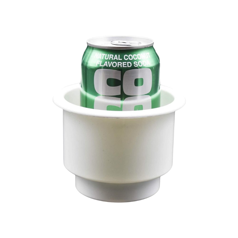 MARINE CITY ABS White Plastic Cup Holder with Center Drain, Durable Polypropylene, Ideal for Boats, Yachts, RVs & Cars (Pack of 1)