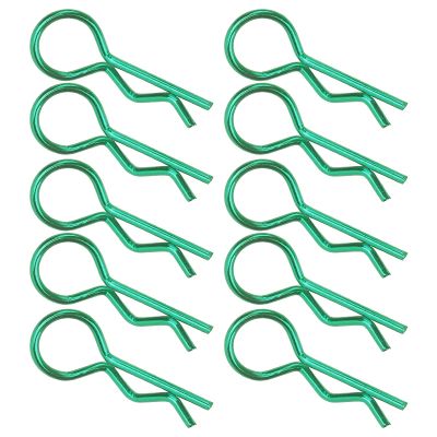 VGEBY RC Car Shell Clips, 10Pcs Not Easy to Corrode RShape Metal Body Clips LongLasting and RC Car Shell Clip Pins Fit for 1/5 1/6 1/8 1/10 RC Car(Green) Car Model Accessory