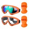 LJDJ Motorcycle Goggles,2 Pack Dirt Bike ATV Motocross Riding Hiking Protective with 2 Pack Neck Breathable Bandana Mask (Orange/Clear+Colorful Lenses) view 1