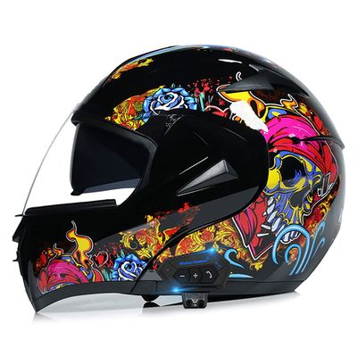 SDFGDFD Bluetooth Modular Helmet, Full face Motorcycle Anti-Collision Helmet has obtained DOT/ECE Certification, Full Face Motorbike Helmet Double-Layer Sun Visor Inner Shirt Detachable
