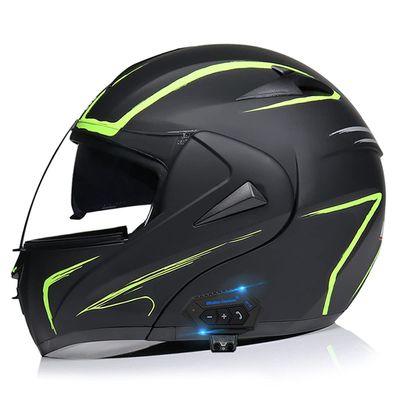 SDFGDFD Bluetooth Modular Helmet, Full face Motorcycle Anti-Collision Helmet has obtained DOT/ECE Certification, Full Face Motorbike Helmet Double-Layer Sun Visor Inner Shirt Detachable