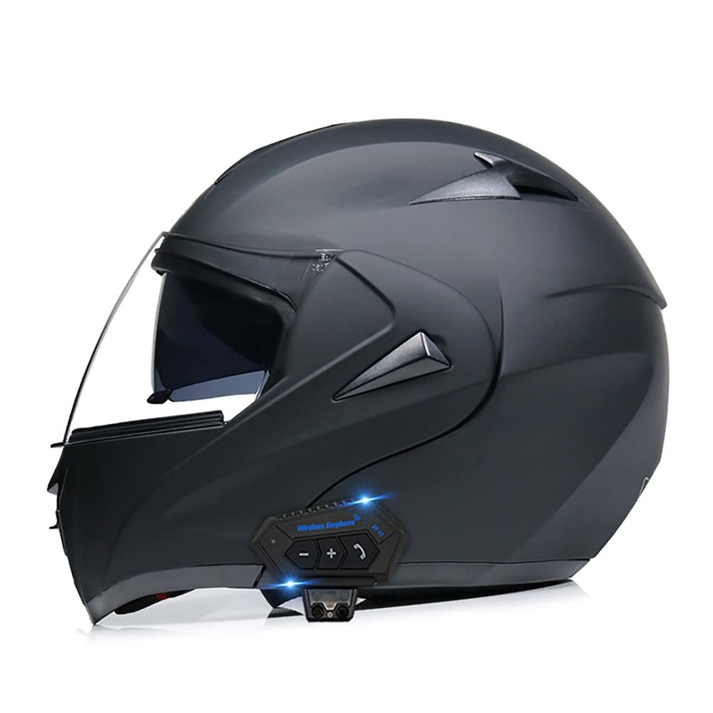 SDFGDFD Bluetooth Modular Helmet, Full face Motorcycle Anti-Collision Helmet has obtained DOT/ECE Certification, Full Face Motorbike Helmet Double-Layer Sun Visor Inner Shirt Detachable
