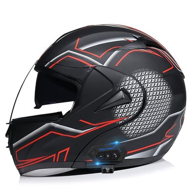 SDFGDFD Bluetooth Modular Helmet, Full face Motorcycle Anti-Collision Helmet has obtained DOT/ECE Certification, Full Face Motorbike Helmet Double-Layer Sun Visor Inner Shirt Detachable