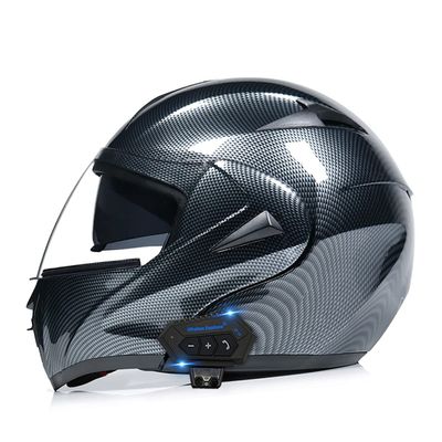 SDFGDFD Bluetooth Modular Helmet, Full face Motorcycle Anti-Collision Helmet has obtained DOT/ECE Certification, Full Face Motorbike Helmet Double-Layer Sun Visor Inner Shirt Detachable
