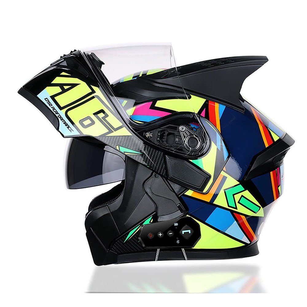 SDFGDFD Bluetoothmodular Front flip Motorcycle Helmet, Full face Motorcycle anticollisionhelmet has obtainedDOT/ECEcertification,Adjustable Vent Double-layersunvisor Inner Shirt Detachable