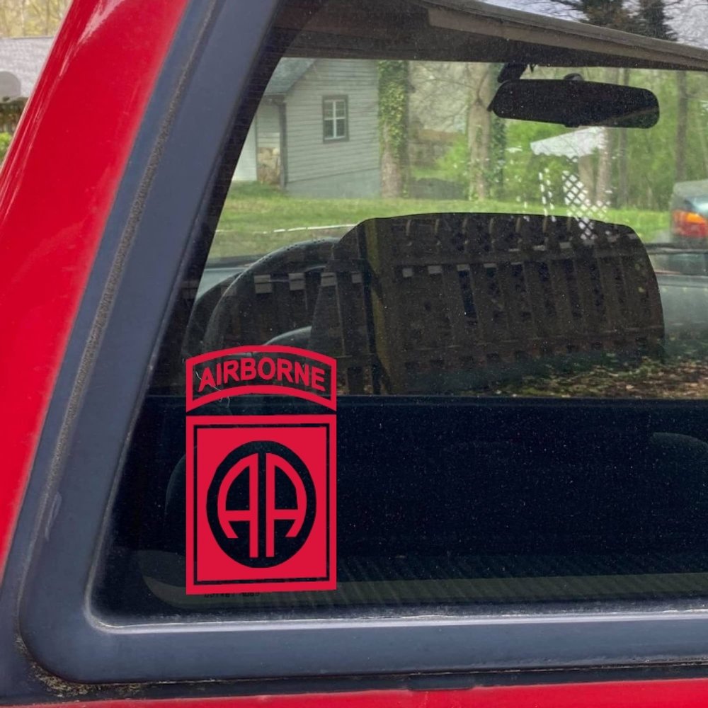 82nd Airborne Division Patch Vinyl Decal Sticker Bumper Window Laptop 3.5x5.5" (Red)