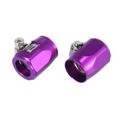 X AUTOHAUX 2pcs AN6 Hex Car Hose Finisher Flexible Rubber Pipe Clamp with Screw Band Adapter Fitting for Oil Fuel Water Tube Purple