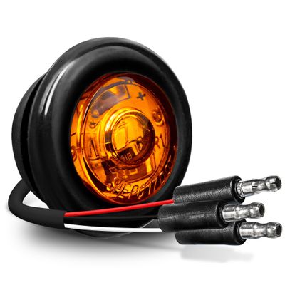 TRUE MODS 3/4" Inch Round Amber Trailer 12V LED Marker Light [3 Wire/DRL & Turn Signal] [DOT FMVSS 108] [SAE P2PC] [Semi-Spherical Output] [IP67 Waterproof] Small Marker Lights for Trailer Truck