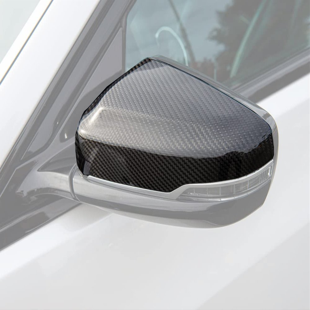 Replacement For 2016-2019 Cadillac CTS CTS-V | 2020-2024 CT5 CT5-V GM Factory Style CARBON FIBER Replacement Front Side Mirror Cover Pair MC-305-BKCF