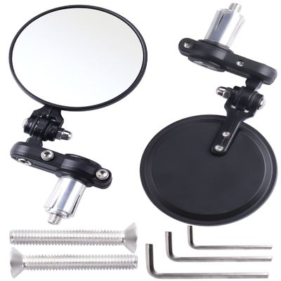 ORAEVY Universal Motorcycle Mirrors - 3 Inch Round 7/8" bar Folding Bar End Side Mirror Compatible with Ebike Honda Scooter Suzuki Yamaha Kawasaki Victory Harley Ducati and More