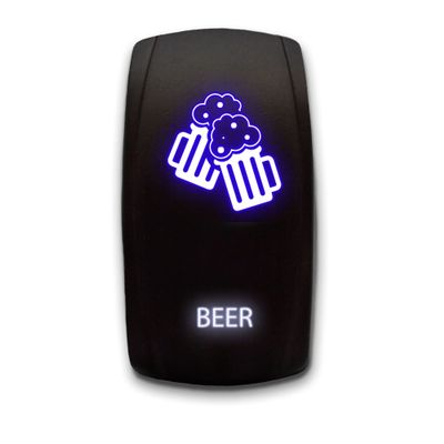 Beer Laser Etched 5-Pin Single Pole Single Throw Vertical Rocker Switch ON-Off SPST Toggle Switch 20A 12V, Blue/White
