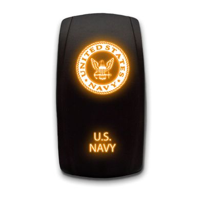 US Navy Laser Etched 5-Pin Single Pole Single Throw Vertical Rocker Switch ON-Off SPST Toggle Switch 20A 12V, Orange