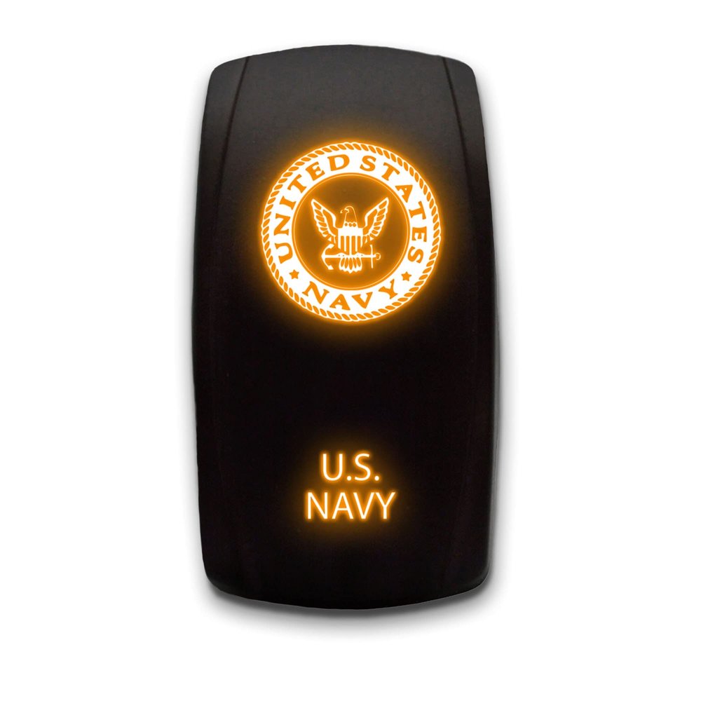 US Navy Laser Etched 5-Pin Single Pole Single Throw Vertical Rocker Switch ON-Off SPST Toggle Switch 20A 12V, Orange