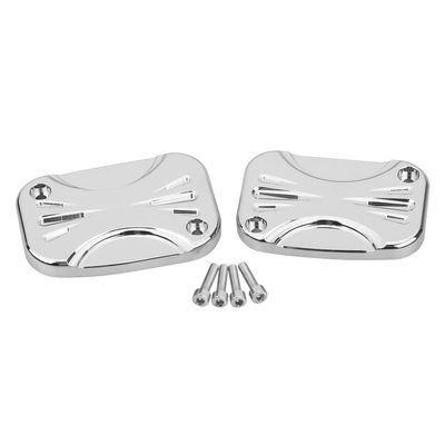 Bid4ze Pair Chrome Brake Clutch Master Cylinder Cover Cap For Harley Electra Glide Road Glide Road King Street Glide V-Rod Night Rod Special