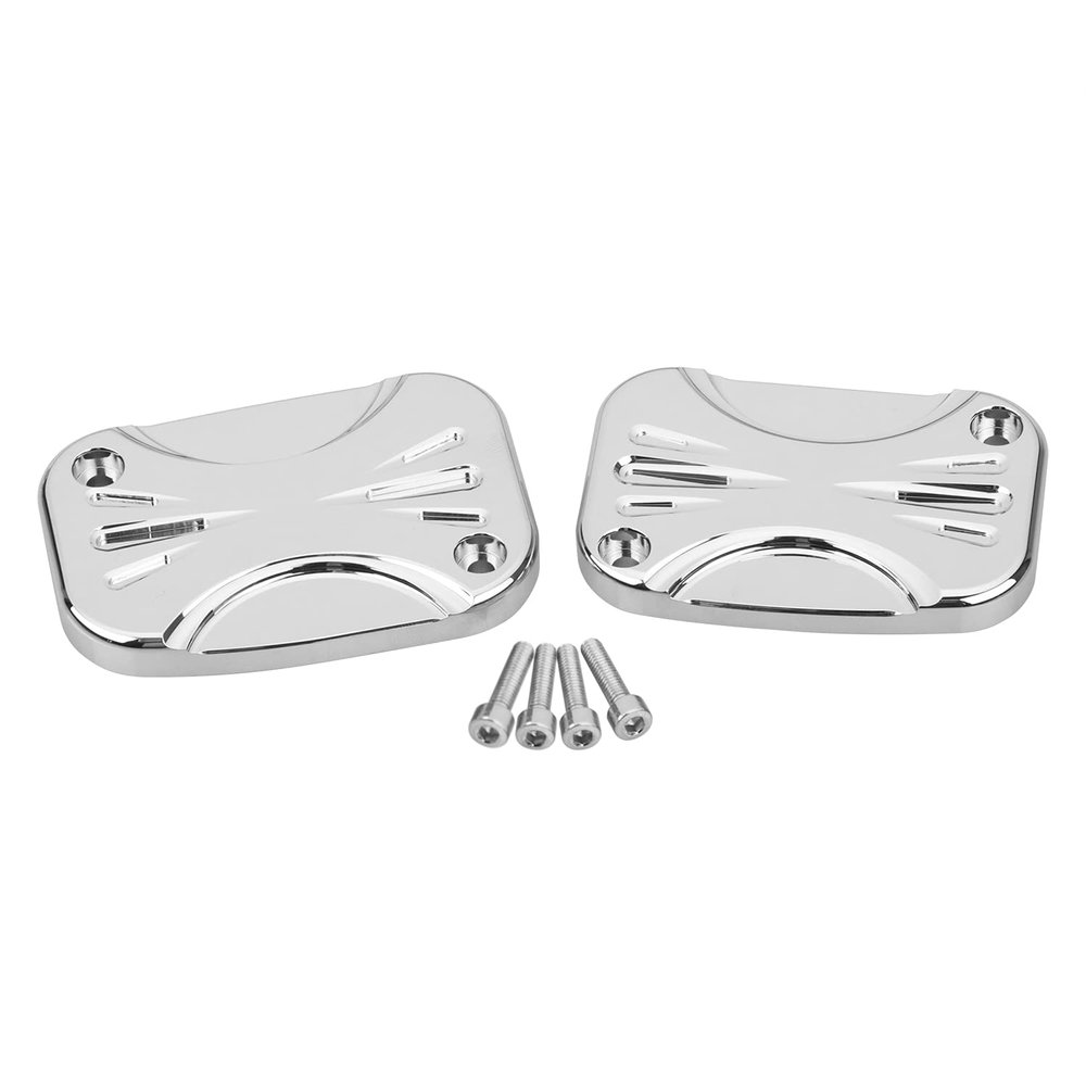 Bid4ze Pair Chrome Brake Clutch Master Cylinder Cover Cap For Harley Electra Glide Road Glide Road King Street Glide V-Rod Night Rod Special