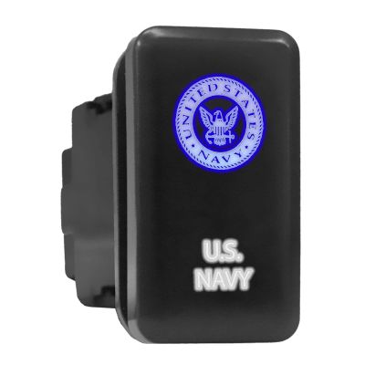 US Navy - Push Switch with Backlit Symbol Backlight ON-Off with Connector Wire Kit Compatible with Toyota Tacoma Tundra 4Runner FJ Cruiser etc - Size 0.83 x 1.54 x 2.3 inches - Blue/White