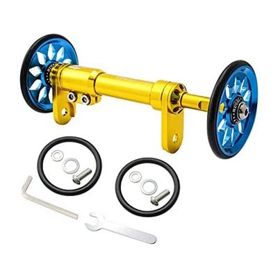 Wheel Extender for Brompton Eazy Wheels Extension Rod Gold/Blue (Extender + 2 Easy Wheels)