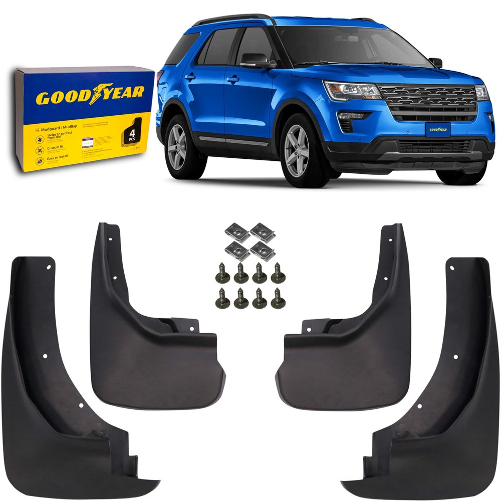 Goodyear Mud Flaps for Ford Explorer 2011-2019, Pair, Heavy-Duty Thermoplastic, Custom Fit, Easy to Install, Road/Weather Durability, Car Accessories - GY004714v