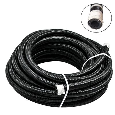 8AN Fuel Line Hose 10FT - 500 PSI High Pressure Braided Stainless Steel Hose for Fuel, Oil, Transmission Cooler & Hydraulic Lines