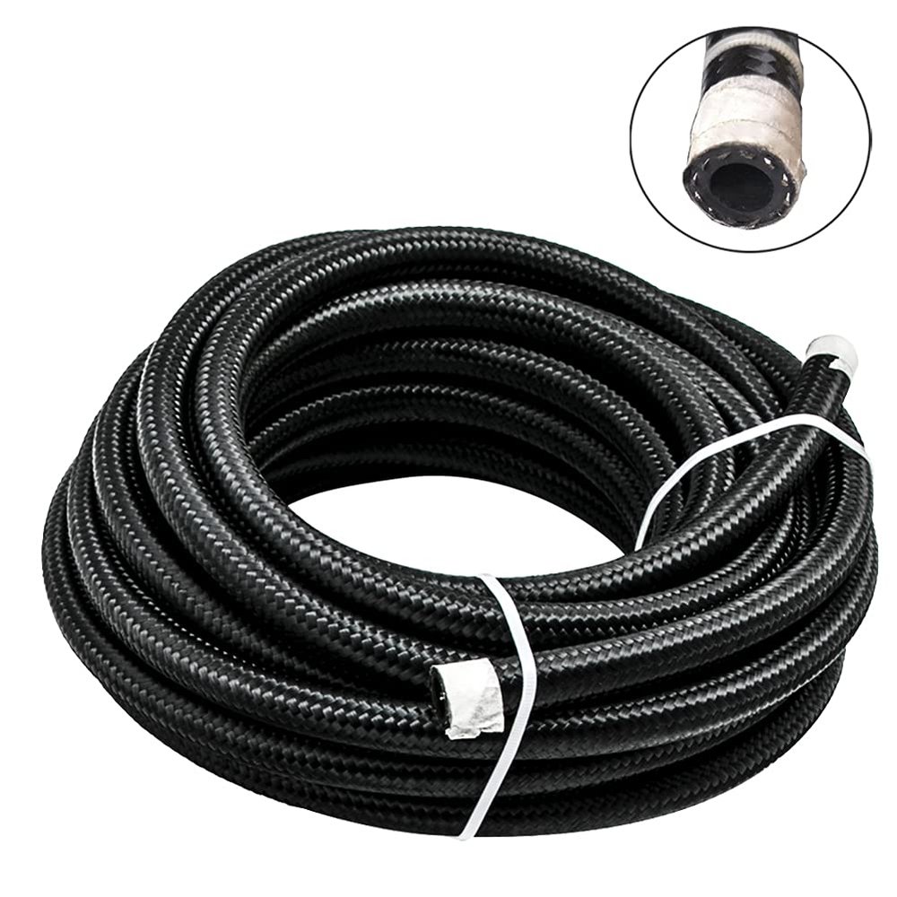 8AN Fuel Line Hose 10FT - 500 PSI High Pressure Braided Stainless Steel Hose for Fuel, Oil, Transmission Cooler & Hydraulic Lines