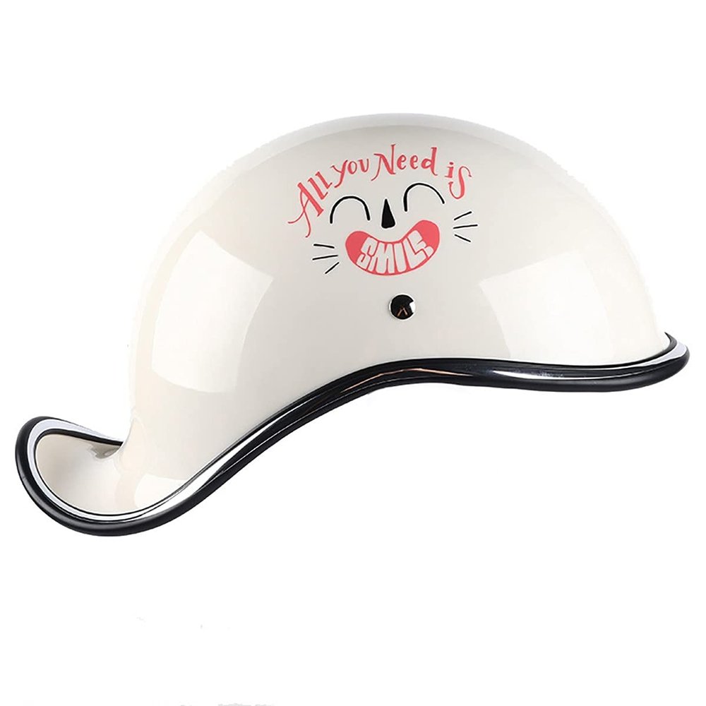 SDFGDFD Motorcycle Retro Half Helmet, Motorcycle Half Open Face Retro Helmet Motorcycle Half Helmet for Scooter Moped Men and Women DOT Certified Skull Cap Adjustable