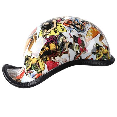 SDFGDFD Motorcycle Retro Half Helmet, Motorcycle Half Open Face Retro Helmet Motorcycle Half Helmet for Scooter Moped Men and Women DOT Certified Skull Cap Adjustable