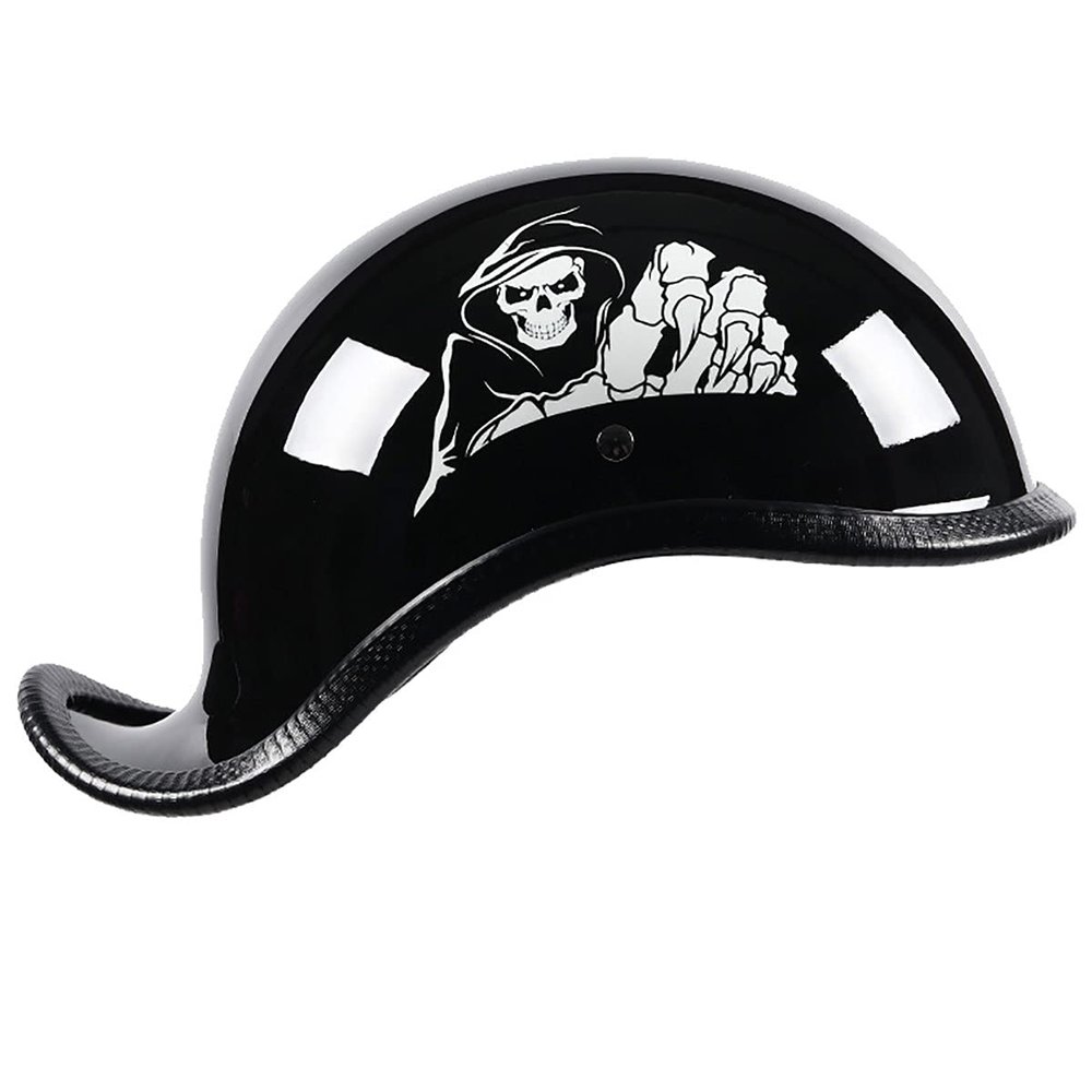 SDFGDFD Motorcycle Retro Half Helmet, Motorcycle Half Open Face Retro Helmet Motorcycle Half Helmet for Scooter Moped Men and Women DOT Certified Skull Cap Adjustable