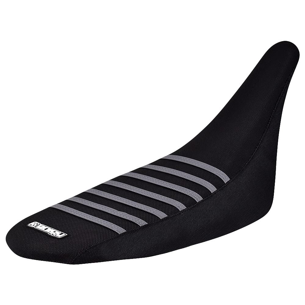 Enjoy Mfg Seat Cover - Compatible with Kawasaki 2008-2014 KFX 450 Quad ATV #229 (All Black/Grey Ribs)