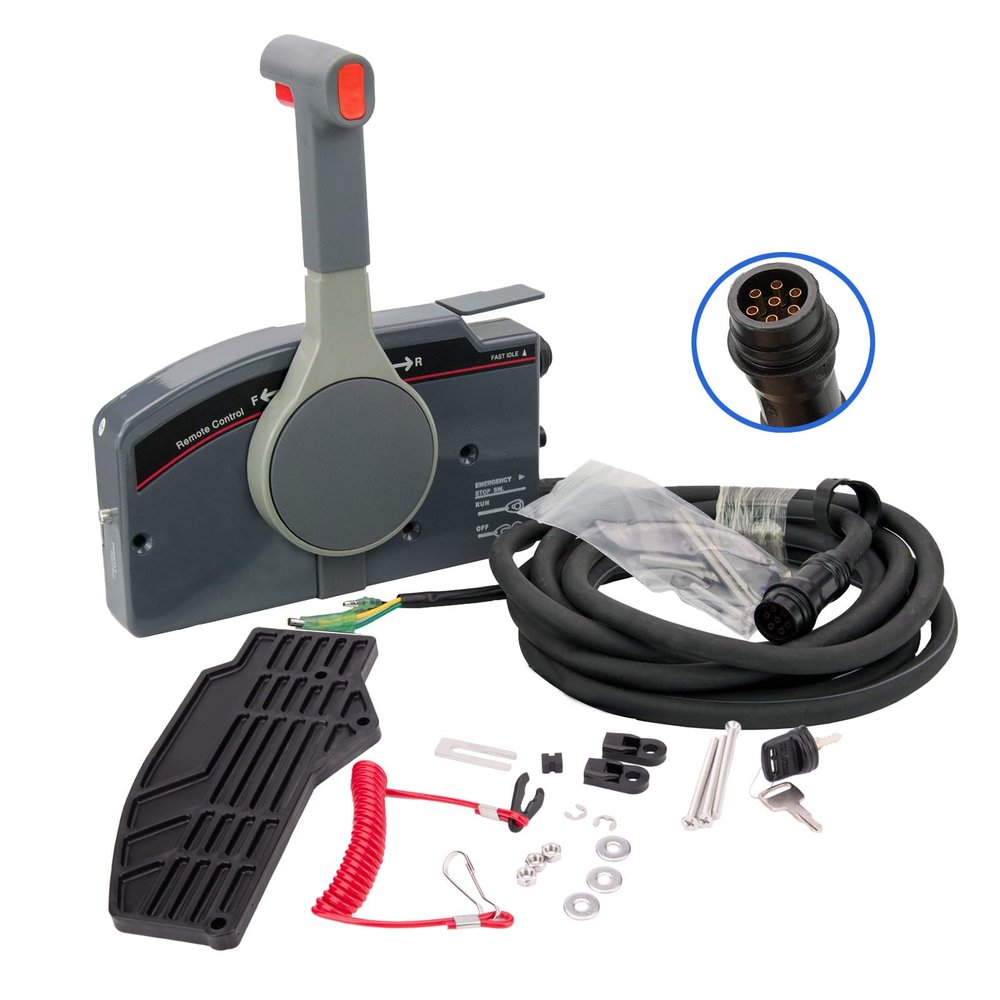 Marine Outboard Remote Control Box,703-48230 PULL Throttle Remote Control Box for Yamaha Outboard Right Side Mount 7 Pin 16 FT Cable Without Trim Tilt Switch (PULL To Open)