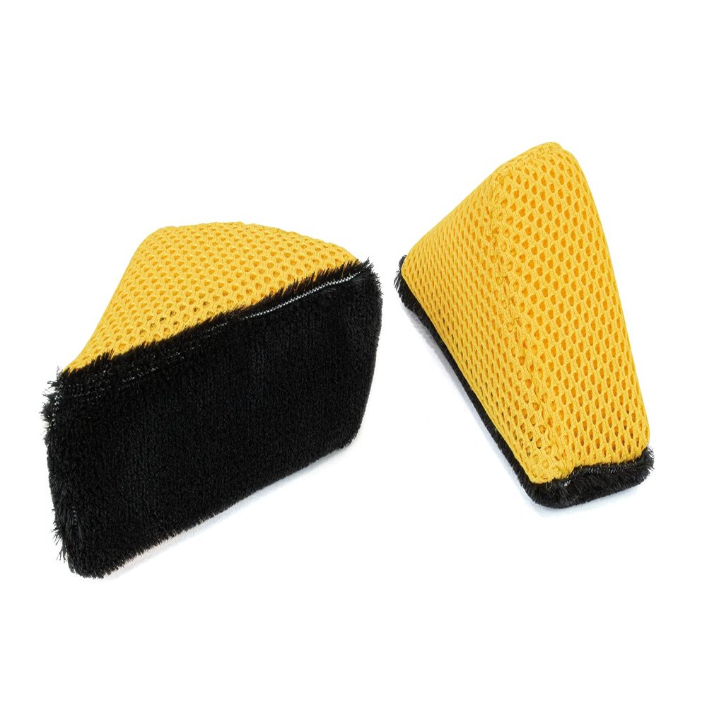 Autofiber Scrub Ninja - Wedge Scrubber Great for scrubbing Leather, Plastic, Rubber and Vinyl - Pack of 2, Black/Gold (5inch x 2.5inch x 2inch)