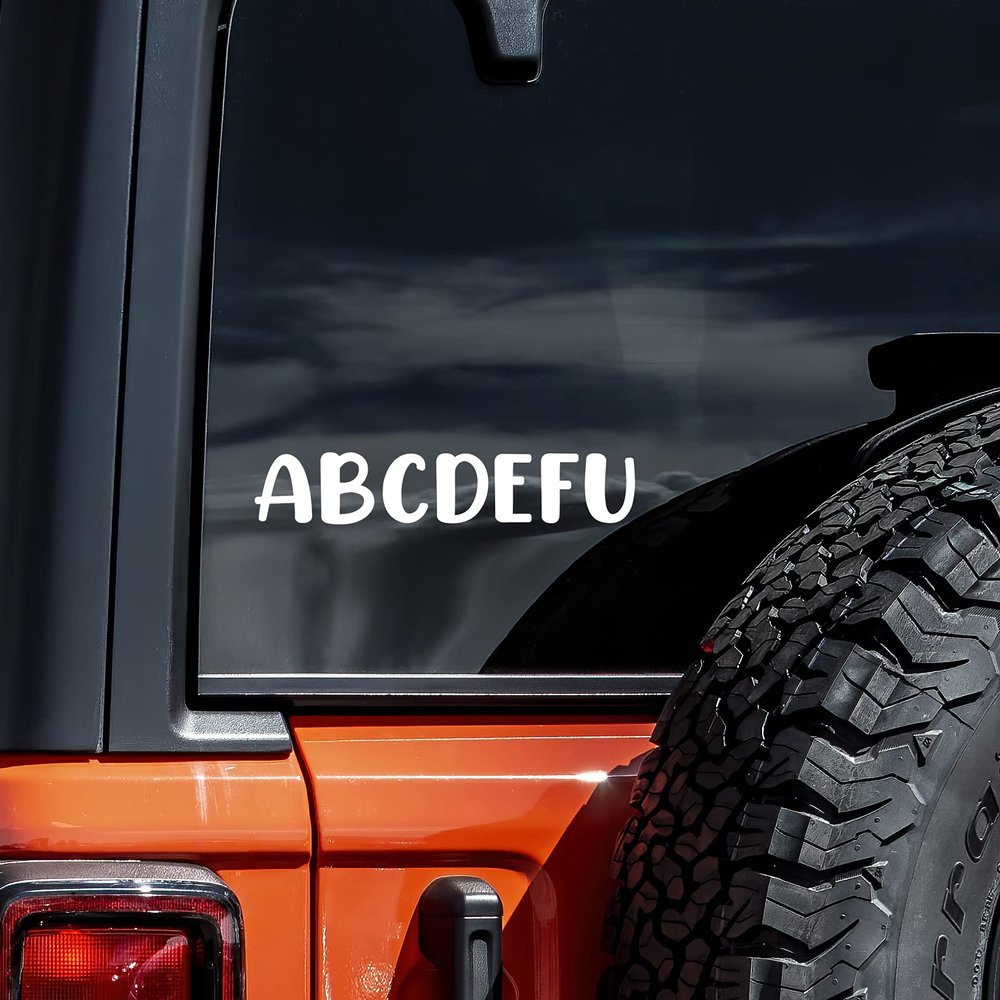 ABCDEFU Decal Vinyl Sticker Auto Car Truck Wall Laptop | White | 5.5" x 1"