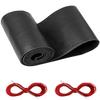 BELINOUS Leather Steering Wheel Cover Lace Up, Stitch on Steering Wheel Wrap, Universal Fit 13-20 Inch Car Truck Pickup Boat, A Whole Piece of Cowhide, DIY w/Needle Thread (Size L4, Black & Red) view 1