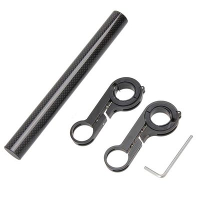SJHY Bicycle Accessories 200MM Bicycle Carbon Fiber Tube Handlebar Bracket Extender Bike Headlight Mount Computer Cycling Flashlight Holder Bike Parts (Color : Black)