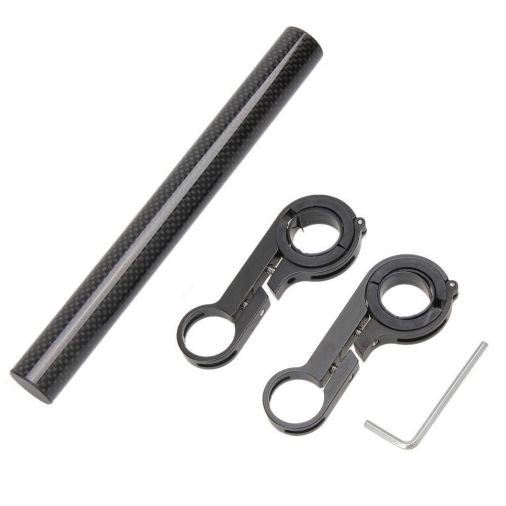 SJHY Bicycle Accessories 200MM Bicycle Carbon Fiber Tube Handlebar Bracket Extender Bike Headlight Mount Computer Cycling Flashlight Holder Bike Parts (Color : Black)