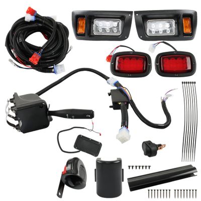 WFLNHB Golf Cart Light Kit Replacement for DS Club Car 1993-Up, Full Headlight Taillight Kit with Daytime Running Lamp Turn Signal Horn Brake Pad Hazard Blinker